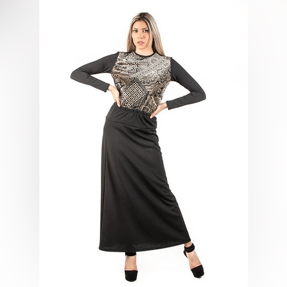 DEVORAH'S SECRET Modest Skirt Maxi Basic Black - Picture 3 of 6